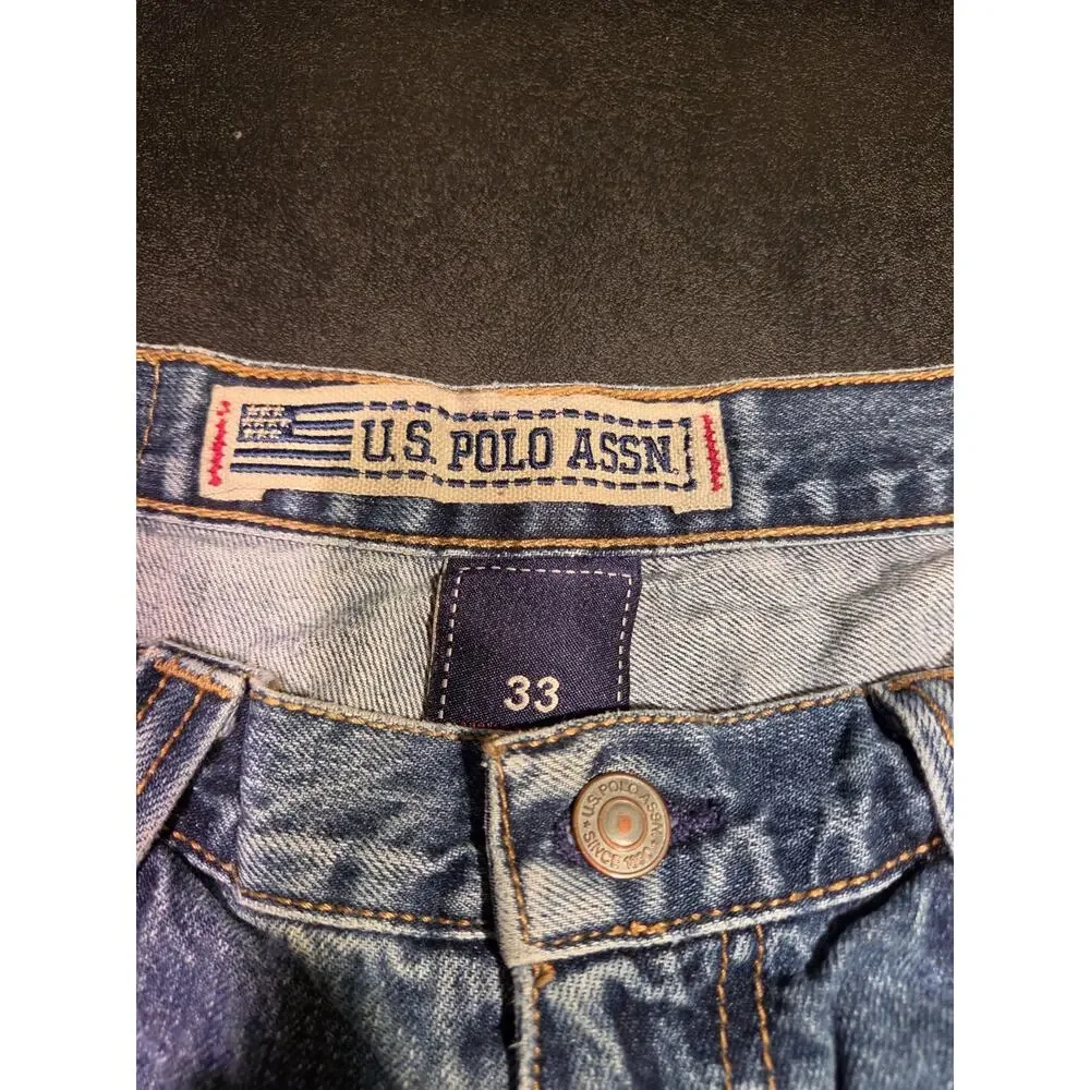 Vintage US Polo Assn Shorts Mens 33 Medium Wash Carpenter Baggy Skate Jorts Y2K